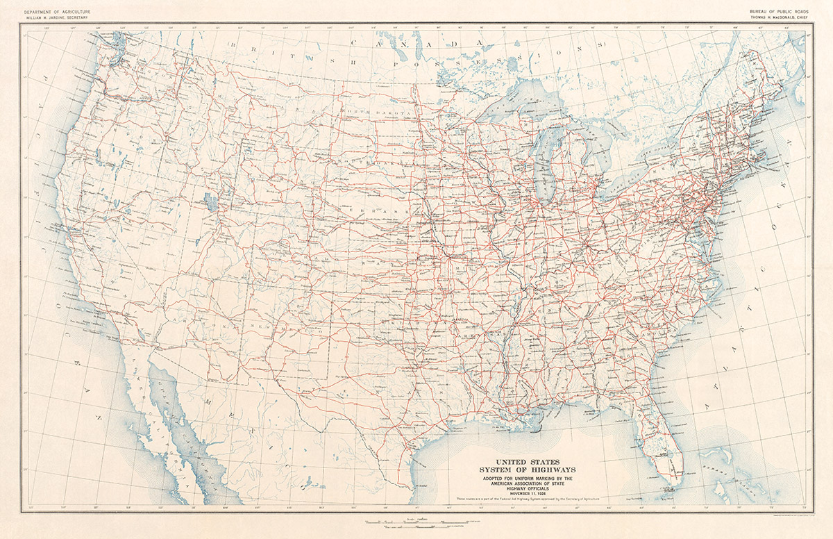 Old Us Highways Map 1926 U.s. Highway System Map – Transit Maps Store