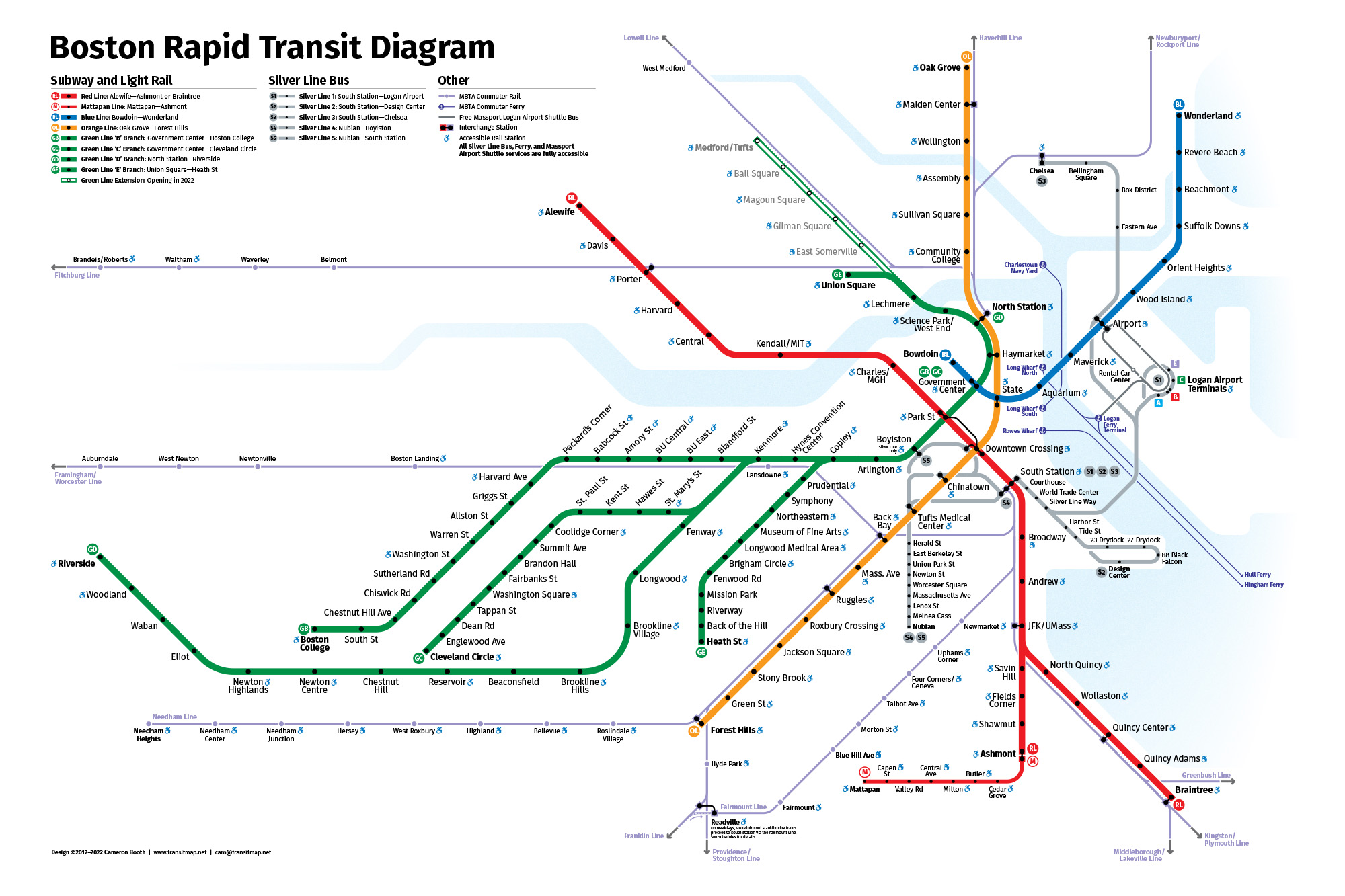 Boston Public Transportation Map Boston Rapid Transit Map – Transit Maps Store