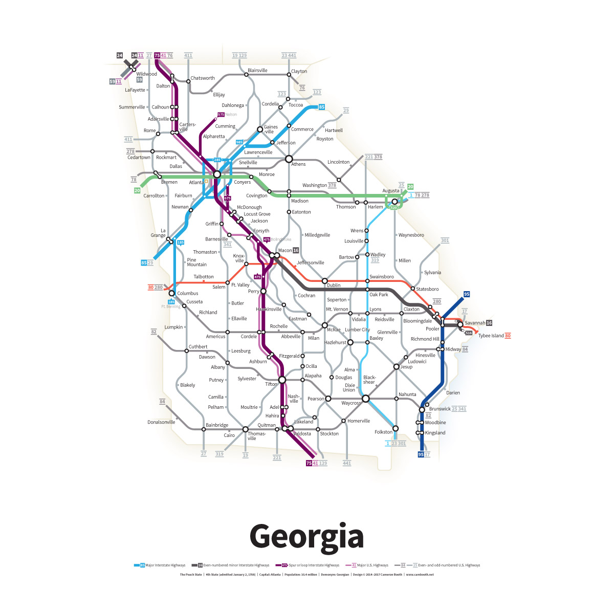 Georgia Highway 27 Map Highways Of The Usa – Georgia – Transit Maps Store