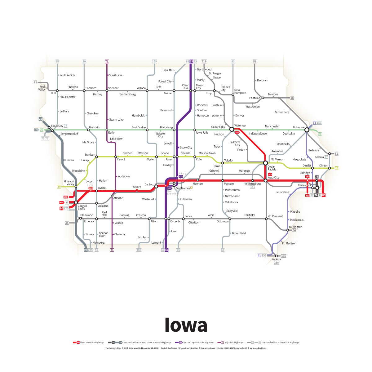 Highways of the USA – Iowa – Transit Maps Store