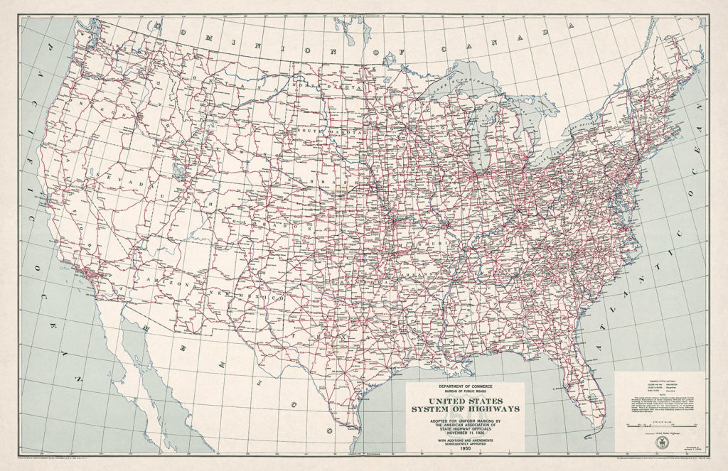 Us Highway System 1950 Transit Maps Store