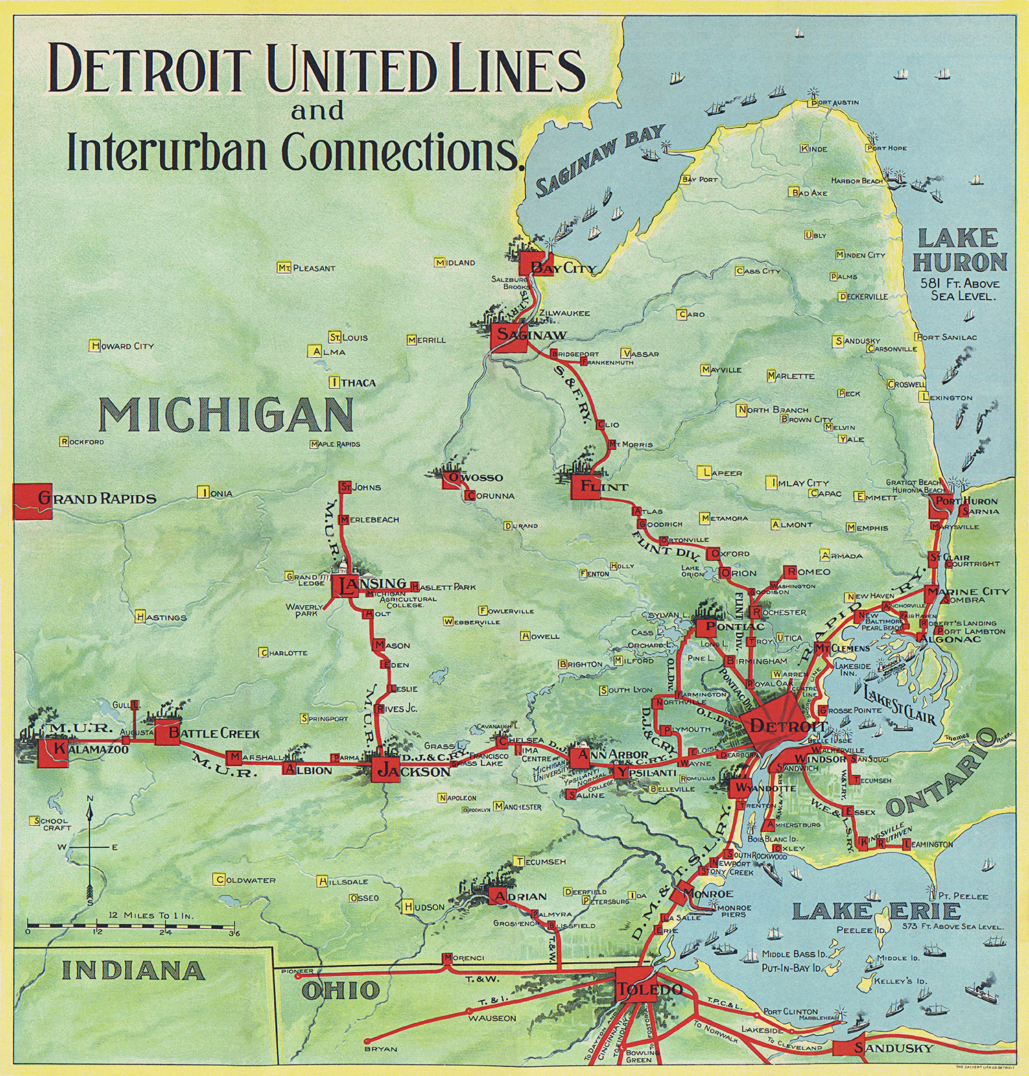Indiana Interurban Railway Map 1911 Map Of Detroit United Lines And Interurban Connections – Transit Maps  Store