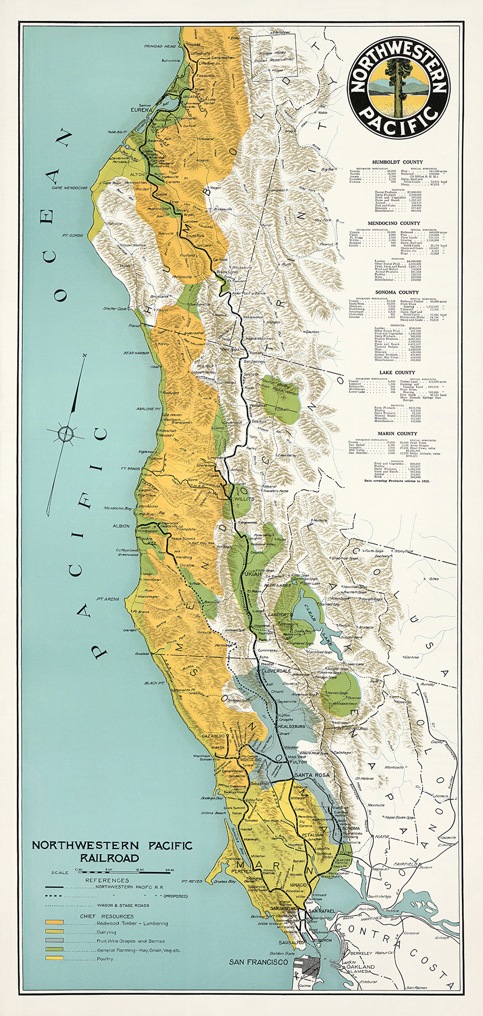 Northwestern Pacific Railroad Map 1913 Map Of The Northwestern Pacific Railroad – Transit Maps Store