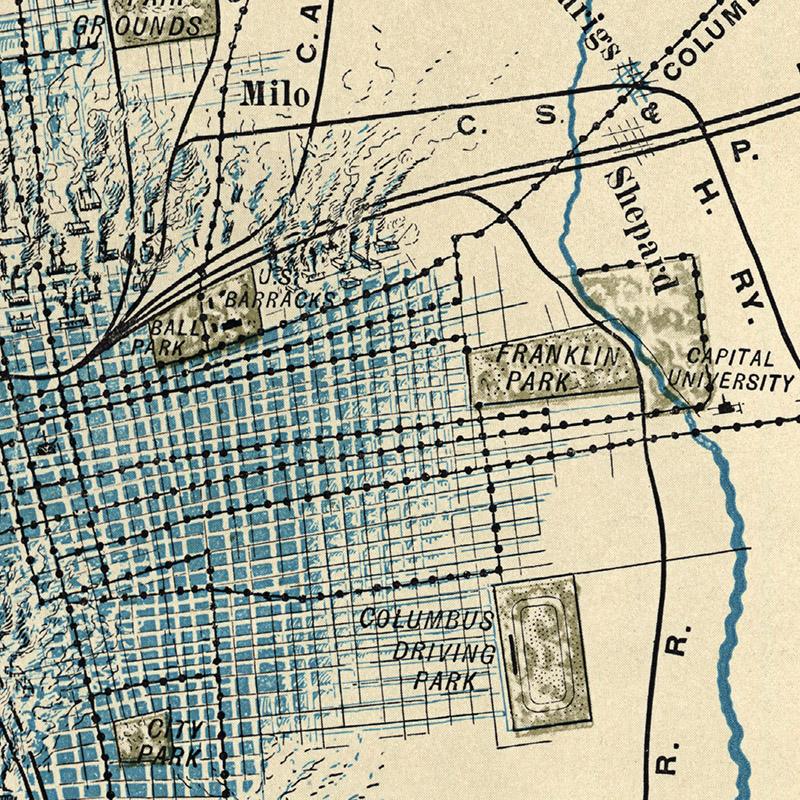 1902 Map Of Steam And Electric Railroads Of Columbus, Ohio – Transit ...