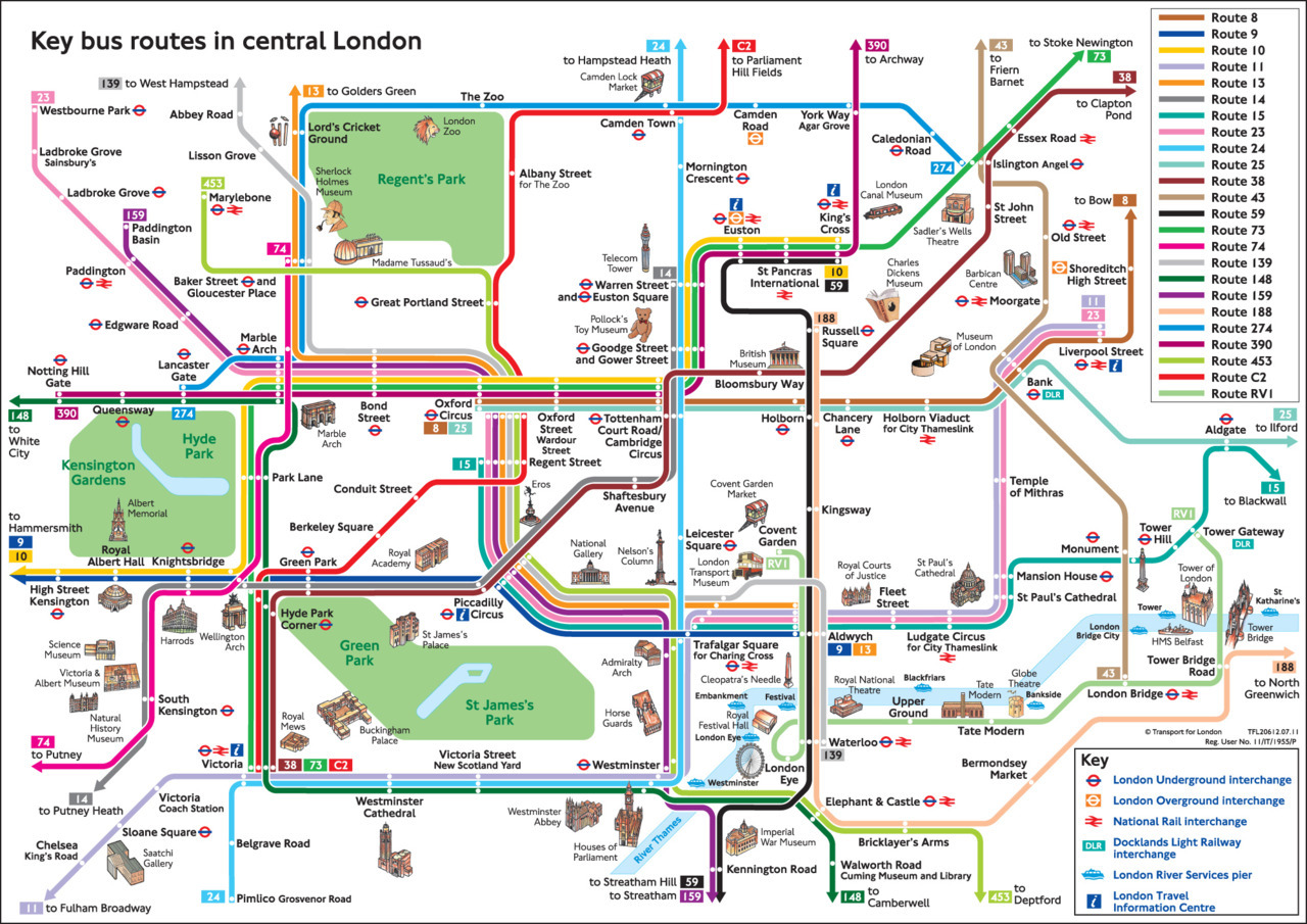 Transit Maps: Official Map: Key Bus Routes In Central London, 2012