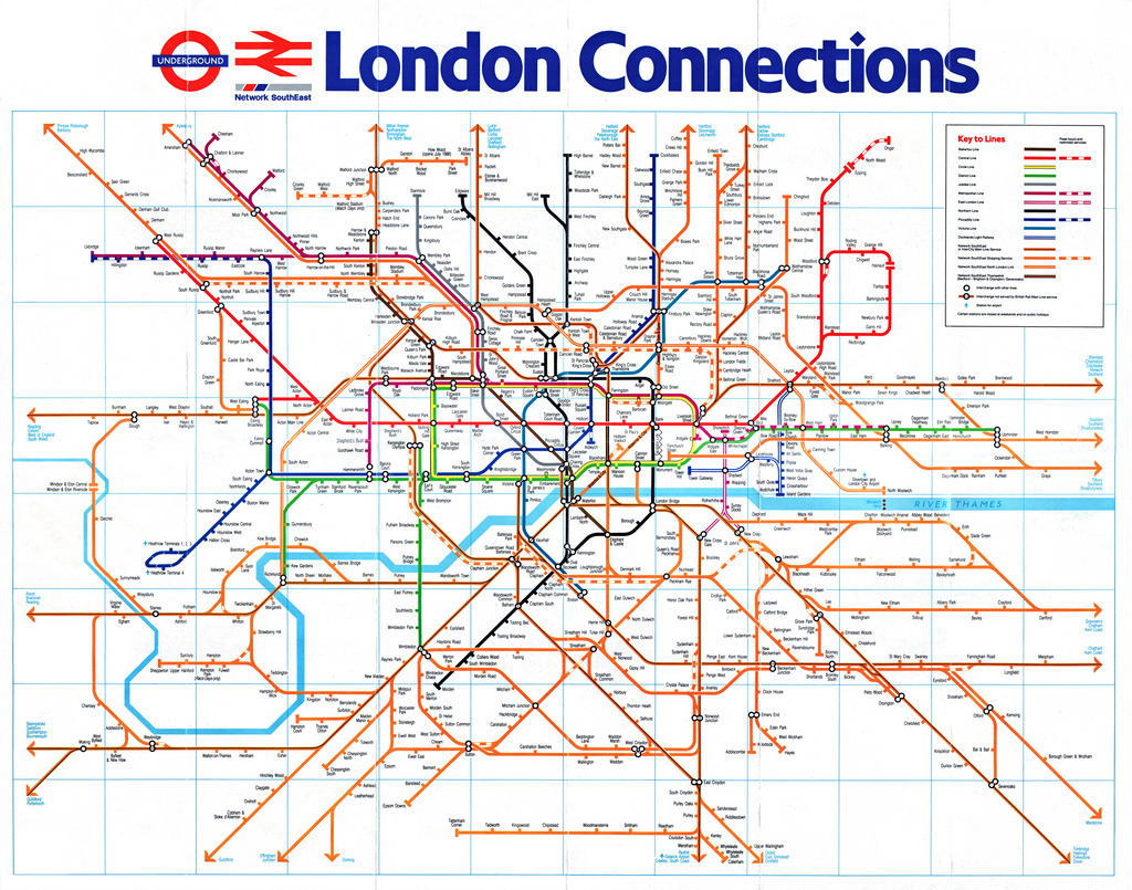 Transit Maps: Historical Map: London Connections, 1988