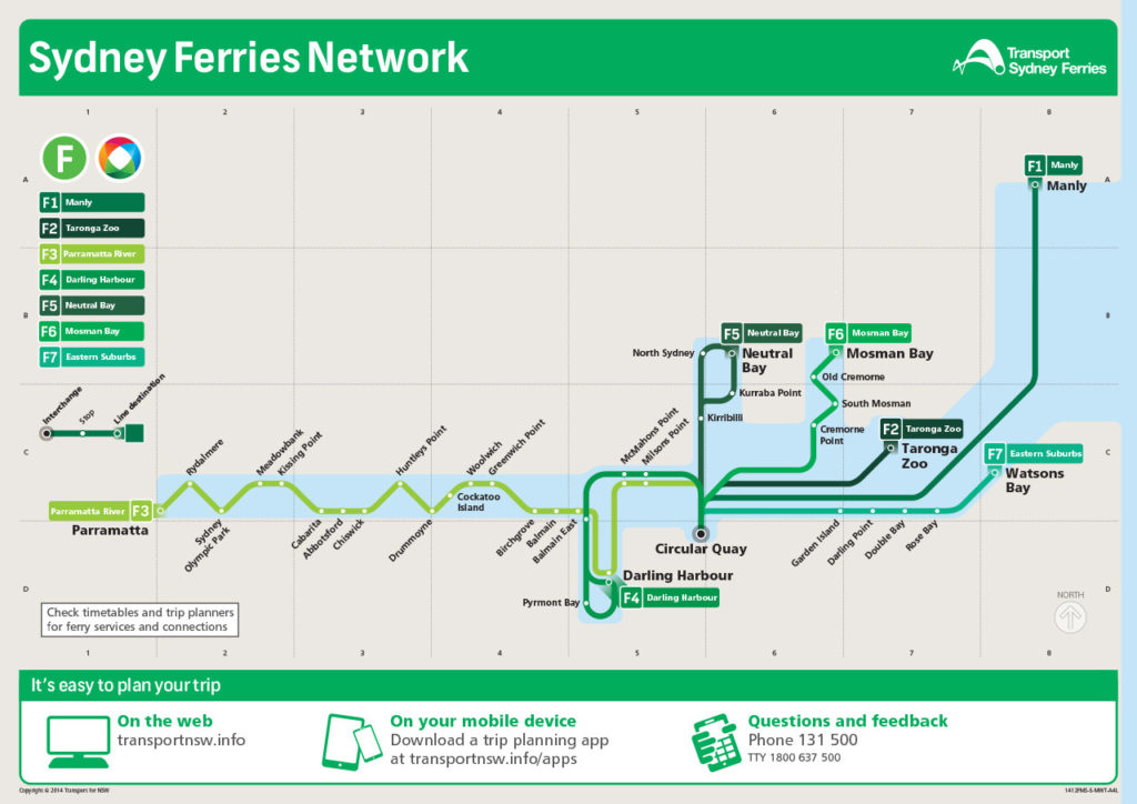 Transit Maps: Official Map: Sydney Ferries Network, 2015