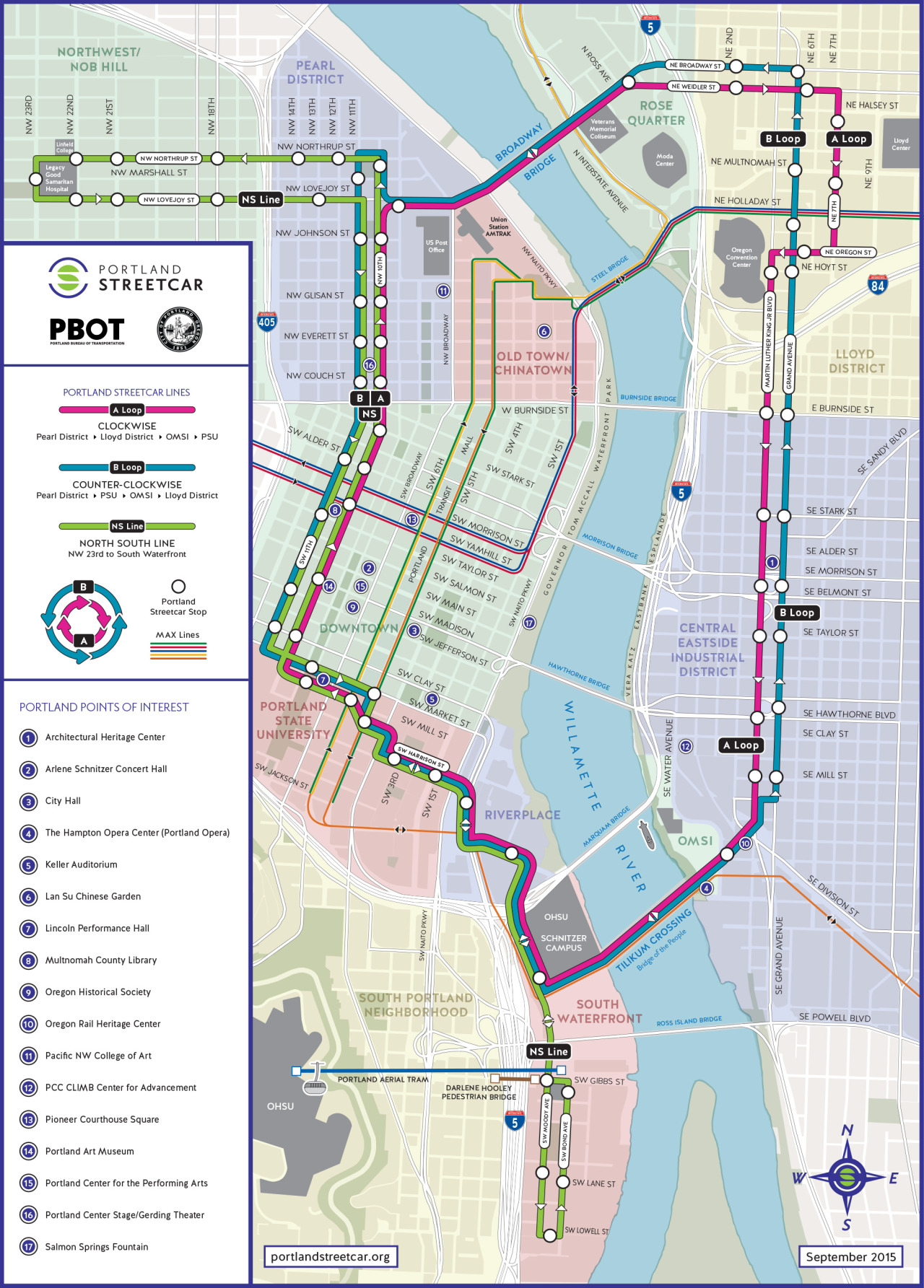 Transit Maps: Official Map: Portland Streetcar, 2015