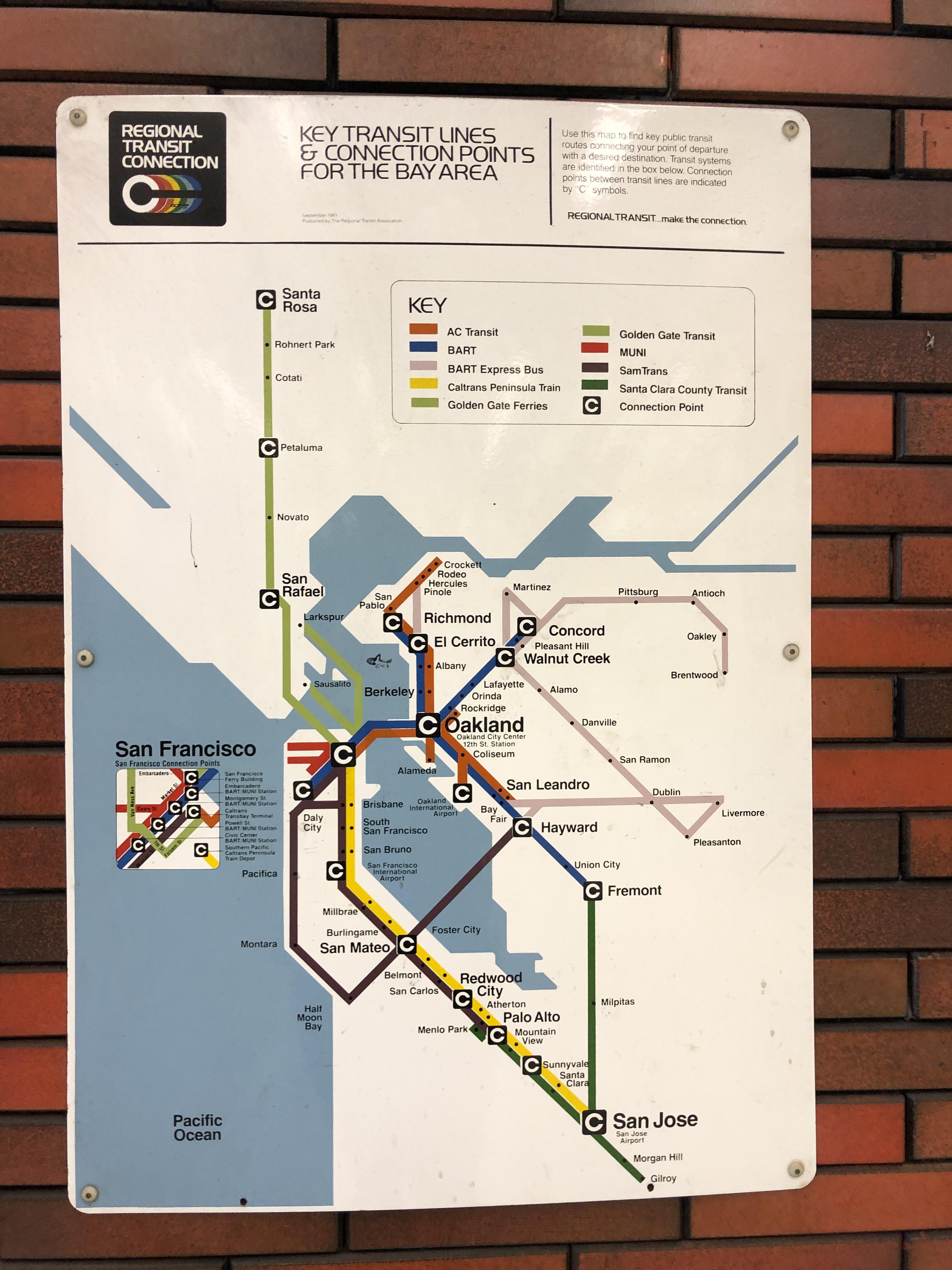 Transit Maps: Historical Map: Bay Area Regional Transit Connections, 1981