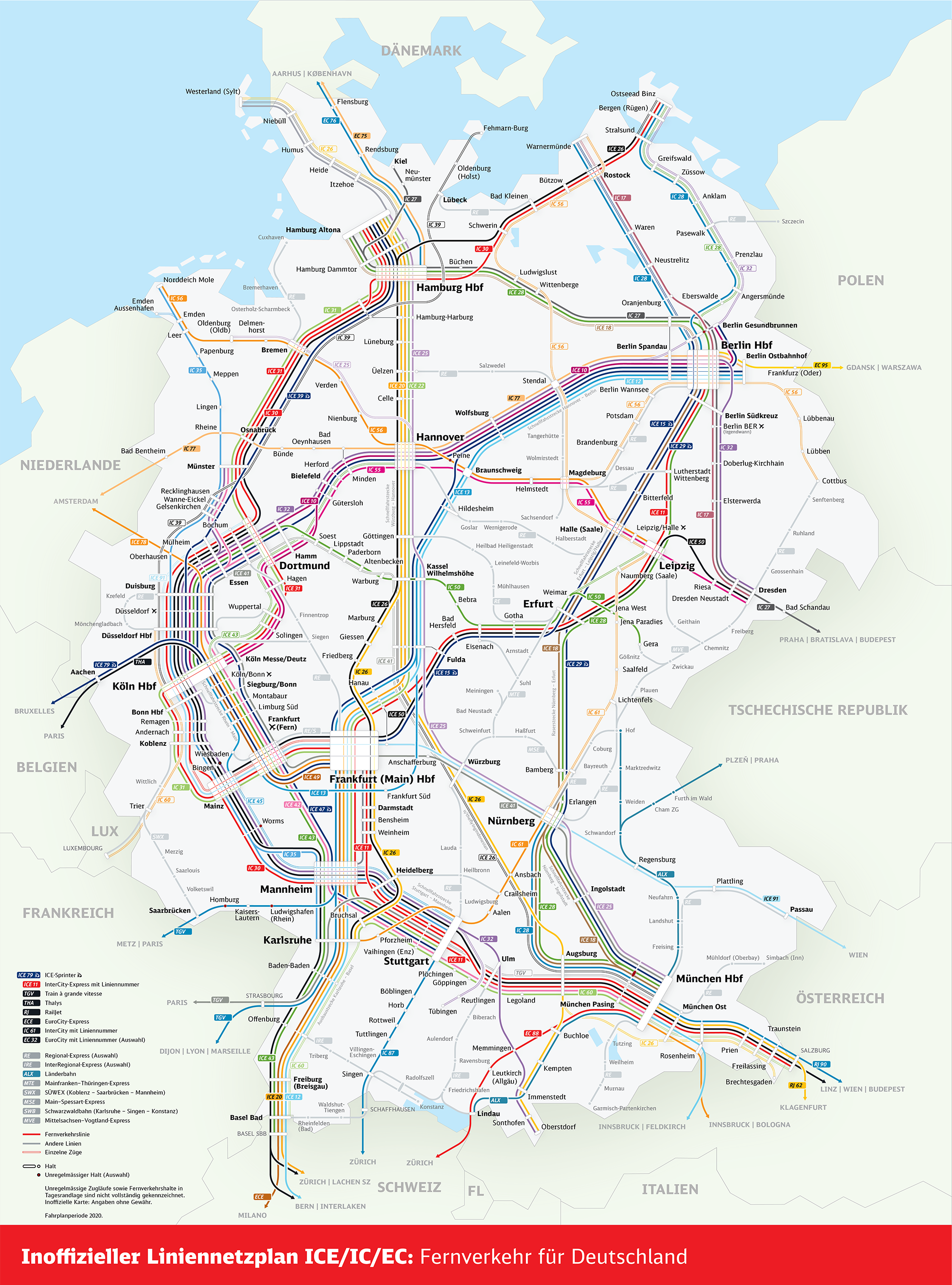 Transit Maps: Unofficial Map: German Intercity Rail Network, 2020 By U ...