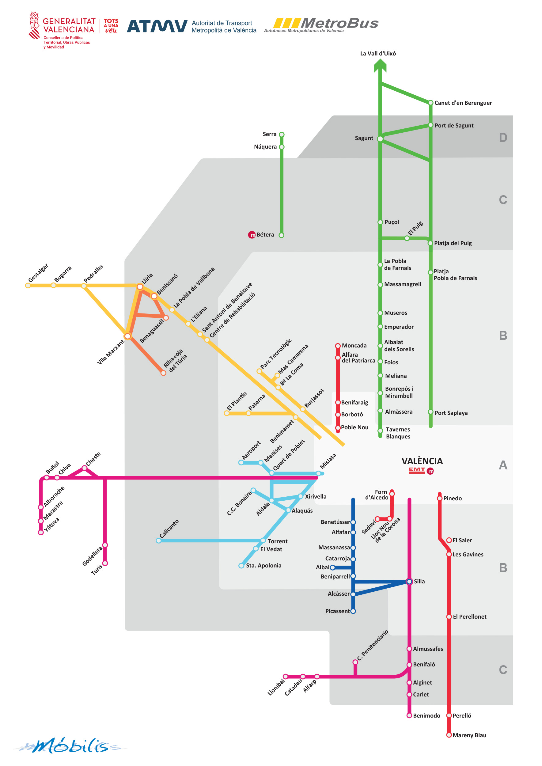 Transit Maps Submission Official Map Metrobus Zone Map Valencia Spain