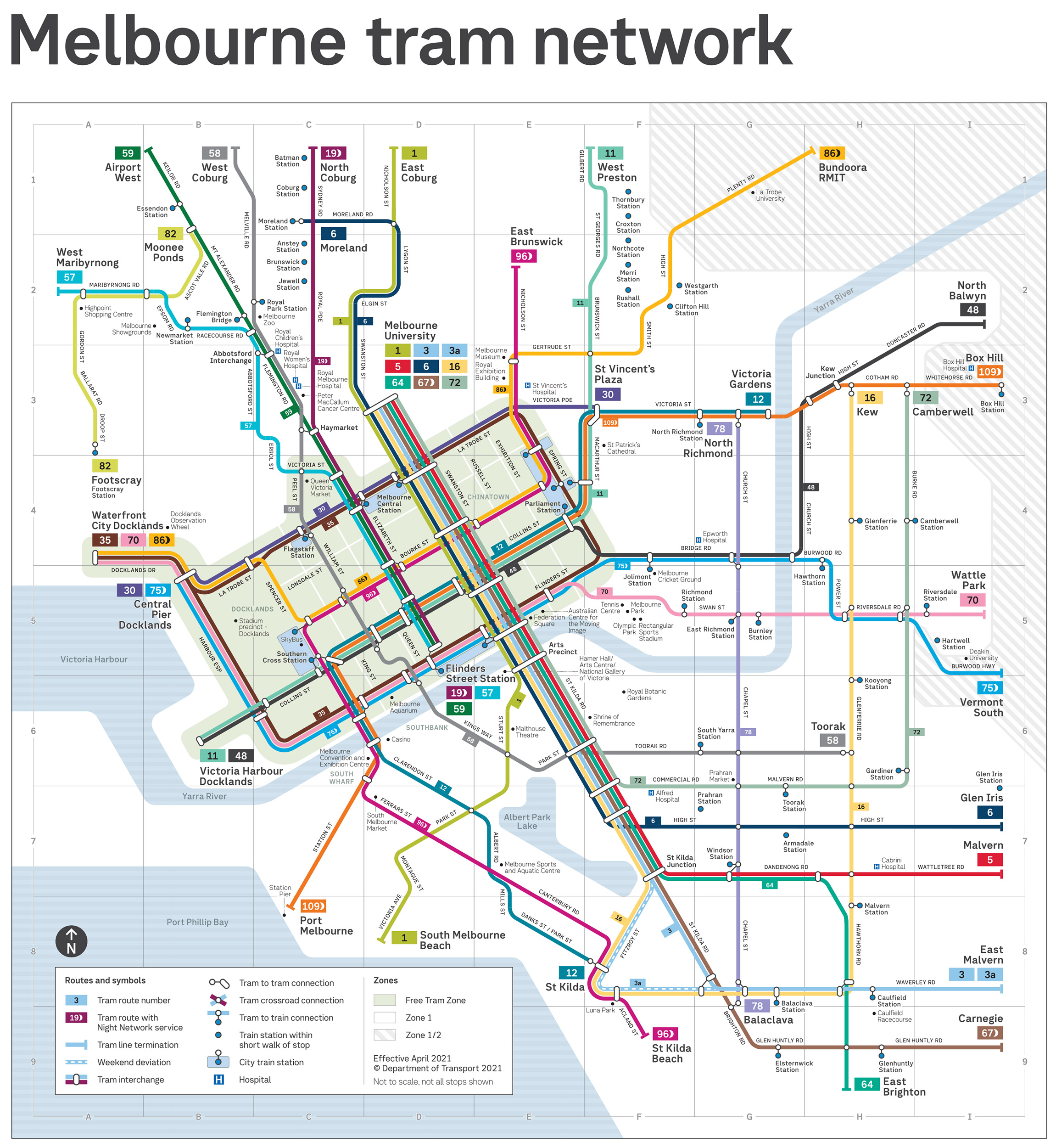 Melbourne Tram 2021 Map Only 