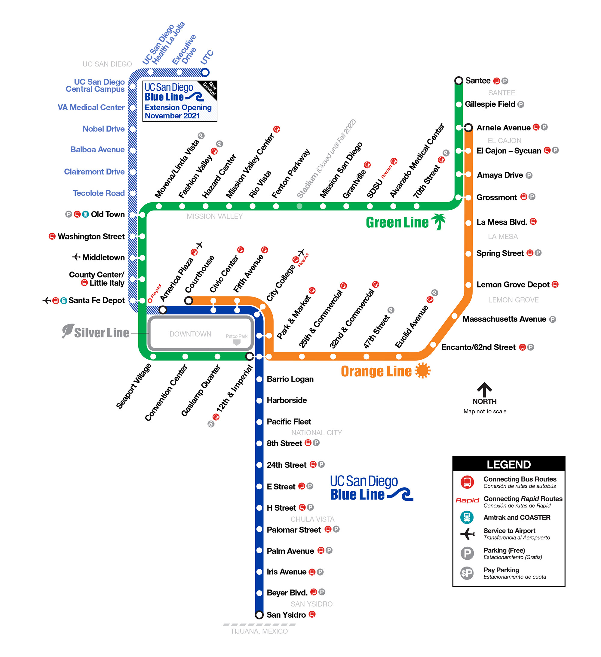 Transit Maps: Submission – Official Map: San Diego Trolley Diagram, 2021