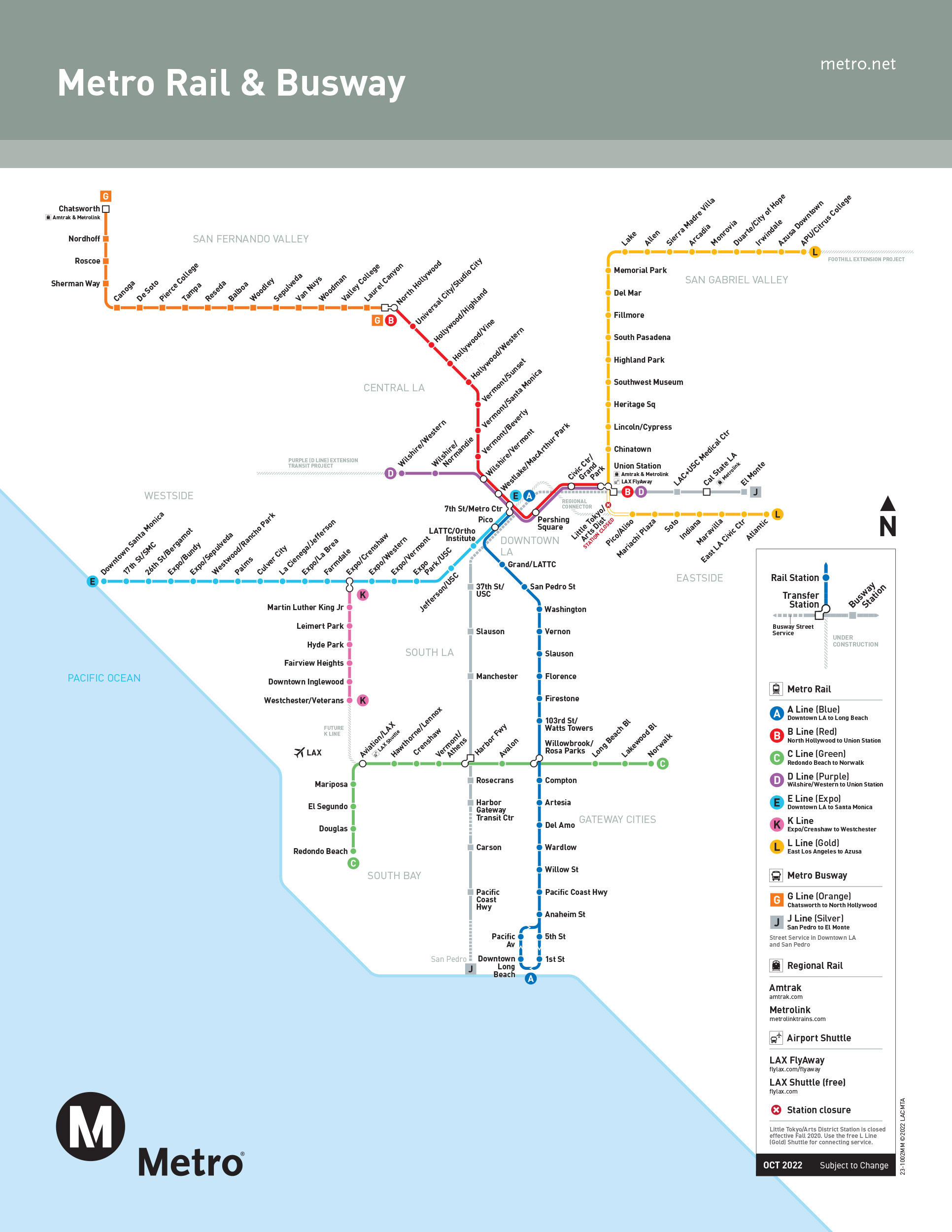 Transit Maps: Official Map: Los Angeles Metro Rail & Busway Map, 2022